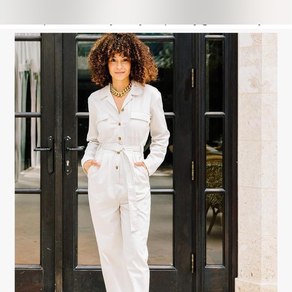 Longsleeve Cream Jumpsuit with Belt
